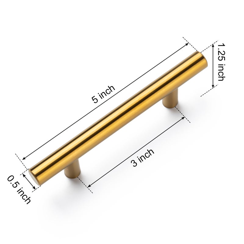 Aegero 10 Pack Cabinet Pulls Brushed Brass Stainless Cabinet Handles  for Kitchen and Bathroom Cabinets  5 Inch Length  3 Inch Hole Center - Image 2